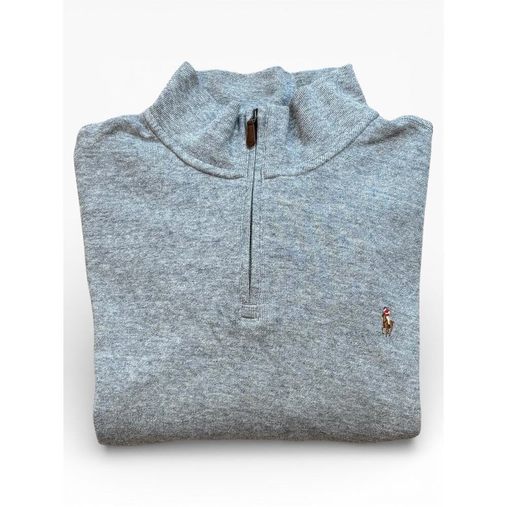 Polo Ralph Lauren Estate Rib 1/4 Zip 100% Light Gray Men's XXL NEW